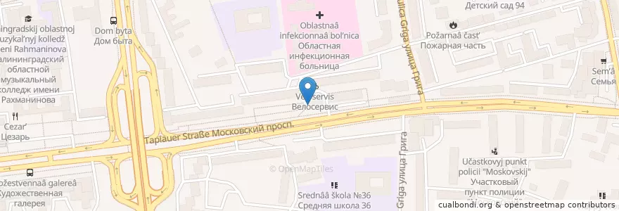 Mapa de ubicacion de Грильяж en ロシア, 北西連邦管区, カリーニングラード州, Городской Округ Калининград.