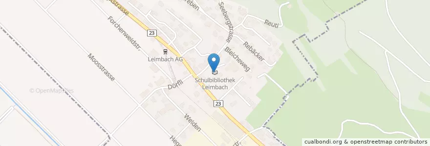Mapa de ubicacion de Schulbibliothek Leimbach en Suiza, Aargau, Bezirk Kulm, Leimbach.