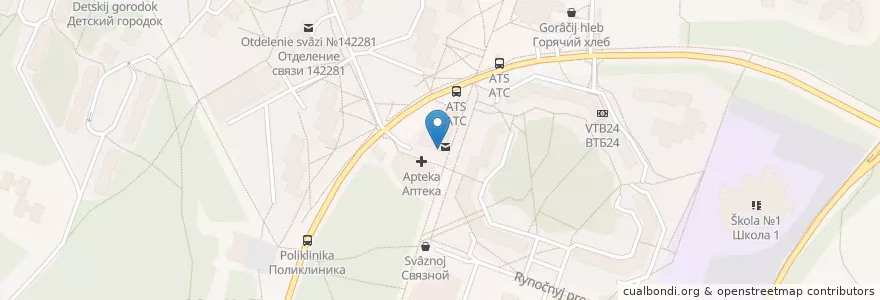 Mapa de ubicacion de Здесь аптека en Russland, Föderationskreis Zentralrussland, Oblast Moskau, Городской Округ Протвино.