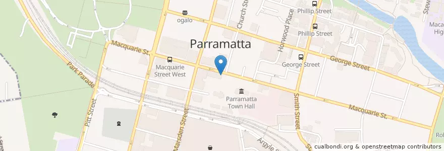 Mapa de ubicacion de Jamie's Italian Trattoria en Australie, Nouvelle Galles Du Sud, Sydney, City Of Parramatta Council.