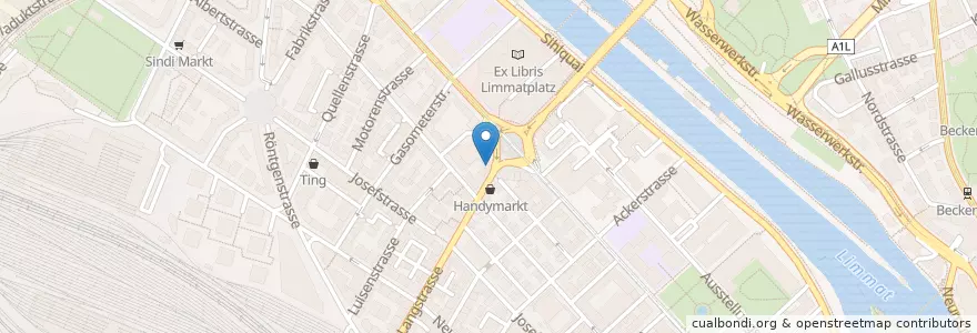 Mapa de ubicacion de Restaurant Kornhaus en 瑞士, 蘇黎世, Bezirk Zürich, Zürich.