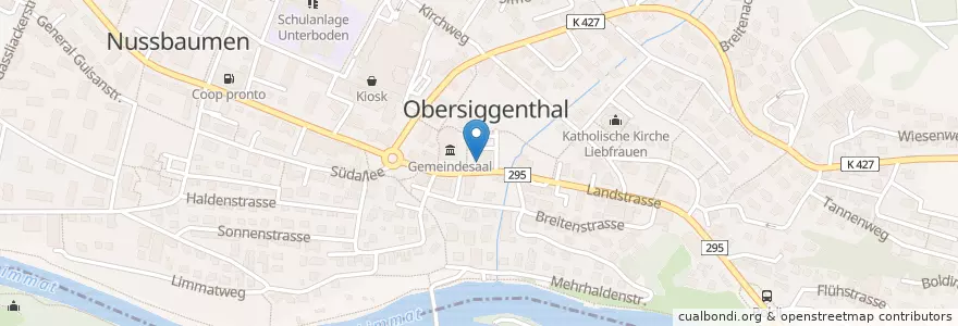Mapa de ubicacion de Dorfbibliothek Obersiggenthal en Schweiz/Suisse/Svizzera/Svizra, Aargau, Bezirk Baden, Obersiggenthal.
