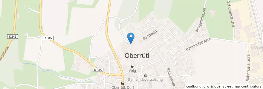Mapa de ubicacion de Schul- und Gemeindebibliothek Oberrüti en Suíça, Aargau, Bezirk Muri, Oberrüti.
