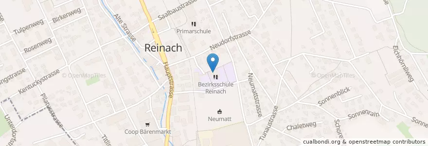 Mapa de ubicacion de Gemeindebibliothek Reinach en Suiza, Aargau, Bezirk Kulm, Reinach.