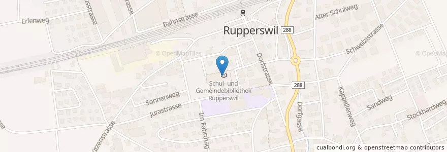 Mapa de ubicacion de Bibliothek Rupperswil en Schweiz, Aargau, Bezirk Lenzburg, Rupperswil.