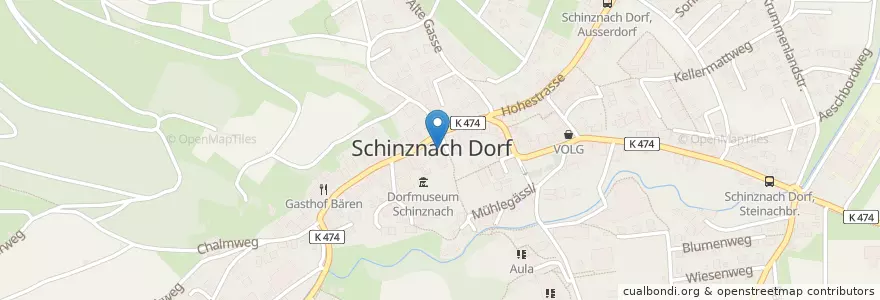 Mapa de ubicacion de Gemeindebibliothek Schinznach Dorf en Schweiz/Suisse/Svizzera/Svizra, Aargau, Bezirk Brugg, Schinznach.