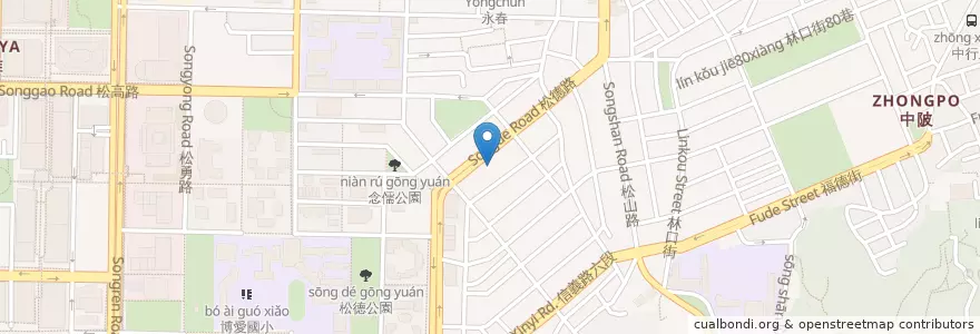 Mapa de ubicacion de 臺灣土地銀行 en 台湾, 新北市, 台北市, 信義区.