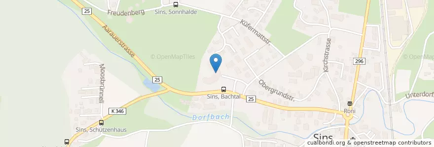 Mapa de ubicacion de Gemeindebibliothek Sins en Suisse, Argovie, Bezirk Muri, Sins.