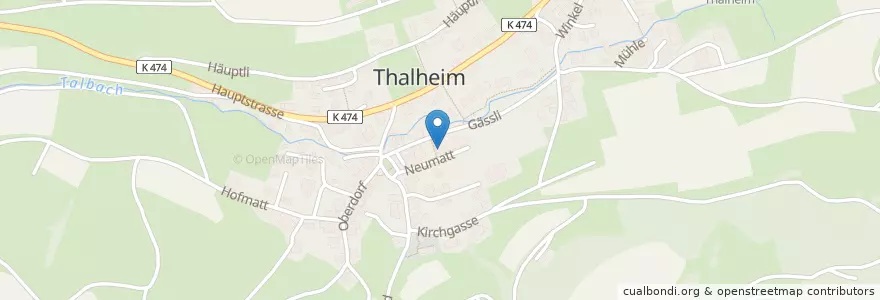 Mapa de ubicacion de Bibliothek Thalheim en スイス, Aargau, Bezirk Brugg, Thalheim.