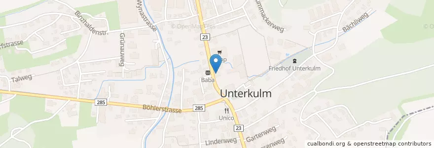 Mapa de ubicacion de Regionale Bibliothek Unterkulm en Svizzera, Argovia, Bezirk Kulm, Unterkulm.
