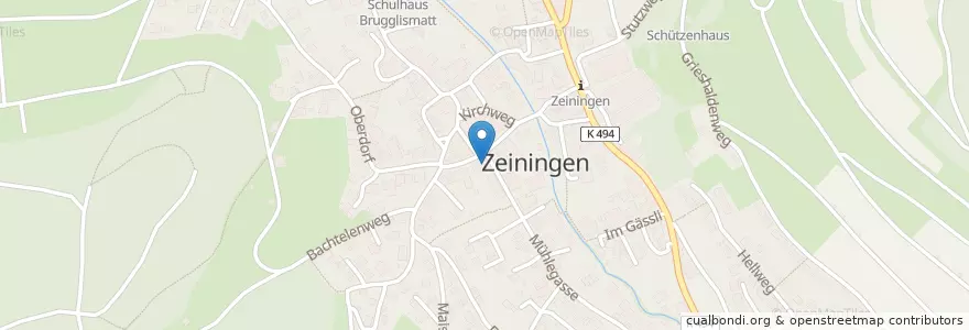Mapa de ubicacion de Gemeindebibliothek Zeiningen en Svizzera, Argovia, Bezirk Rheinfelden, Zeiningen.