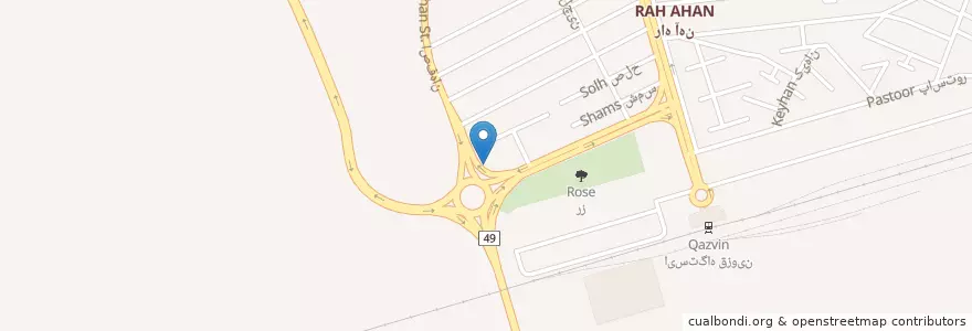 Mapa de ubicacion de پمپ بنزین en Irão, استان قزوین, شهرستان قزوین, بخش مرکزی, مرز شهر قزوین, اقبال غربی, قزوین.