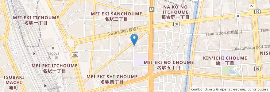 Mapa de ubicacion de Mitsubachi en Japón, Prefectura De Aichi, Nagoya, 中村区.