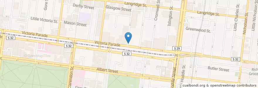 Mapa de ubicacion de Shop Front Coffee en Australië, Victoria, City Of Yarra.
