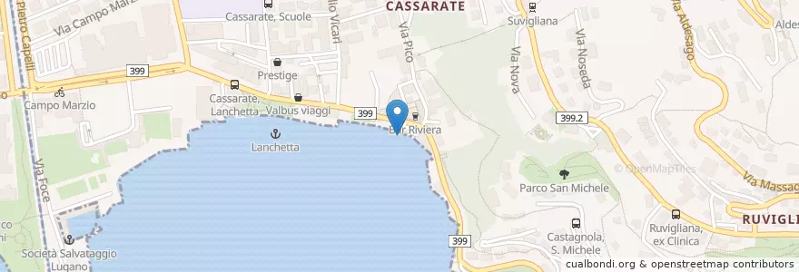 Mapa de ubicacion de Cassarate en スイス, ティチーノ州, Distretto Di Lugano, Lago Di Lugano.