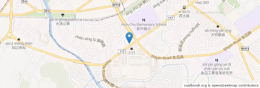 Mapa de ubicacion de 醡醬麵大王 en تايوان, مقاطعة تايوان, سين شو.