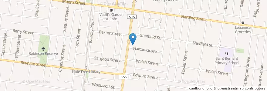 Mapa de ubicacion de Coburg Baptist Church en Australien, Victoria, City Of Moreland.