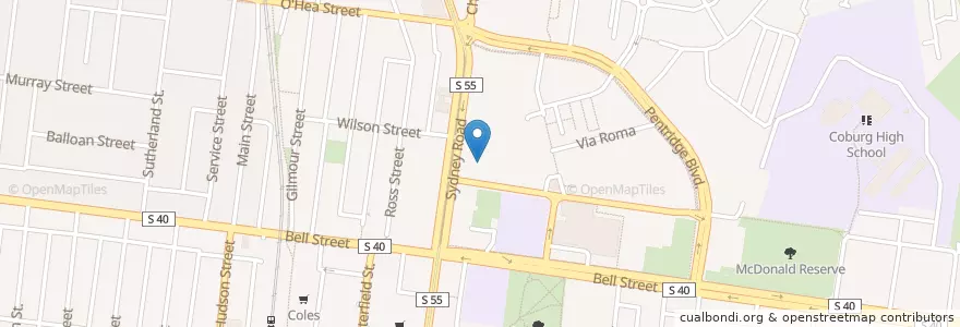 Mapa de ubicacion de Holy Trinity Anglican Church en Austrália, Victoria, City Of Moreland.