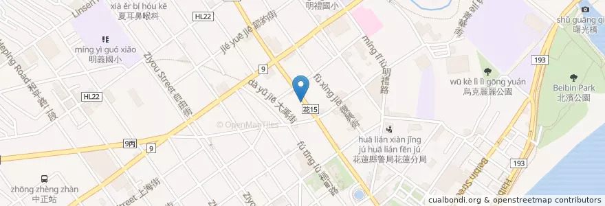 Mapa de ubicacion de 彰化銀行 en Taiwan, Provincia Di Taiwan, Contea Di Hualien, Hualien.