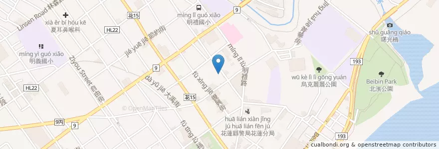 Mapa de ubicacion de 三民街早餐店 en Taiwan, 臺灣省, 花蓮縣, 花蓮市.