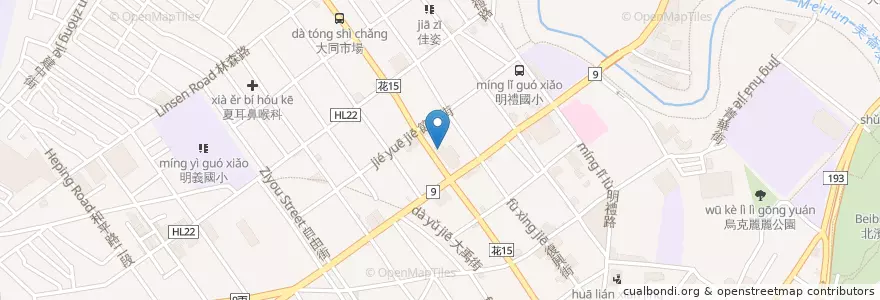 Mapa de ubicacion de 二鬼鍋物 en تايوان, مقاطعة تايوان, هوالين, 花蓮市.