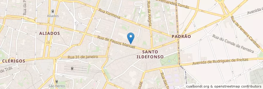Mapa de ubicacion de The Traveller Caffe en البرتغال, المنطقة الشمالية (البرتغال), Área Metropolitana Do Porto, بورتو, بورتو, Cedofeita, Santo Ildefonso, Sé, Miragaia, São Nicolau E Vitória.