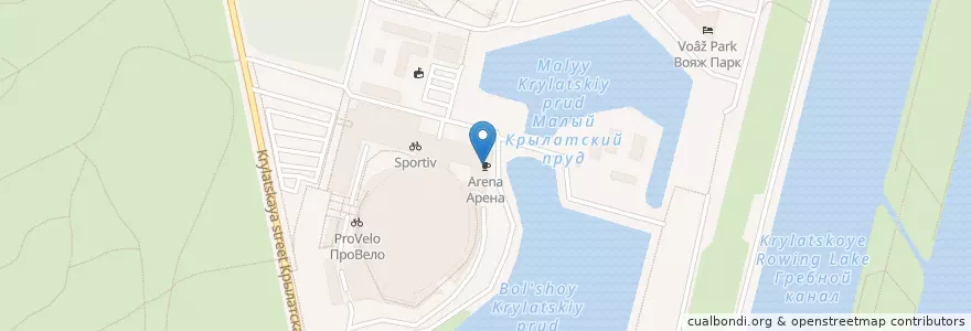 Mapa de ubicacion de Арена en Россия, Центральный Федеральный Округ, Москва, Западный Административный Округ, Район Крылатское.