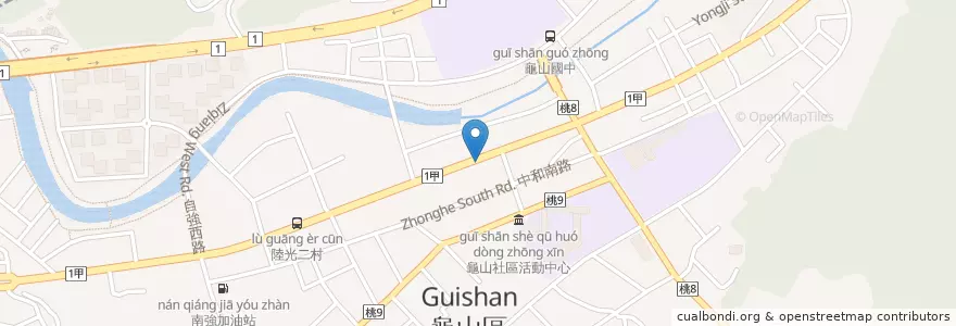 Mapa de ubicacion de 茗家軒越式美食館 en Taiwan, Taoyuan, Guishan.