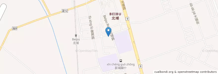 Mapa de ubicacion de 福聖宮 en Taiwan, 臺灣省, Condado De Hualien, 新城鄉.