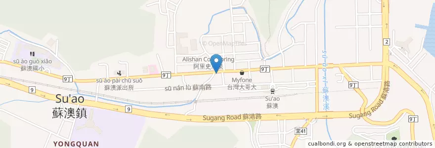 Mapa de ubicacion de 蘇澳南山宮 en تايوان, مقاطعة تايوان, 宜蘭縣, 蘇澳鎮.