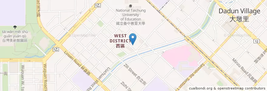 Mapa de ubicacion de 柳川停車場 en Taiwan, Taichung, West District.