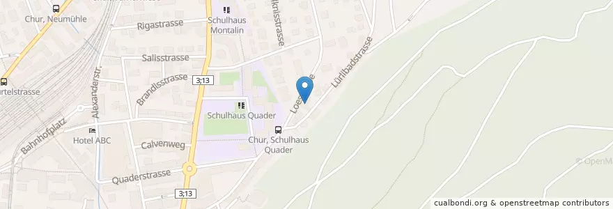 Mapa de ubicacion de Amt für Wald und Naturgefahren Graubünden Bibliothek en 瑞士, Graubünden/Grigioni/Grischun, Plessur, Chur.