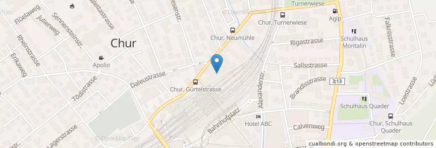 Mapa de ubicacion de Bildungszentrum für Gesundheit und Soziales Bibliothek en 스위스, Graubünden/Grigioni/Grischun, Plessur, Chur.