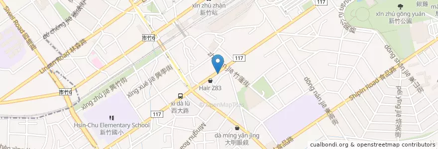 Mapa de ubicacion de 三媽臭臭鍋 en 타이완, 타이완성, 신주시, 둥구.