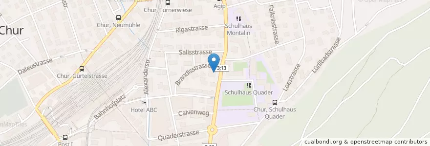 Mapa de ubicacion de Bündner Naturmuseum Bibliothek en سوئیس, Graubünden/Grigioni/Grischun, Plessur, Chur.