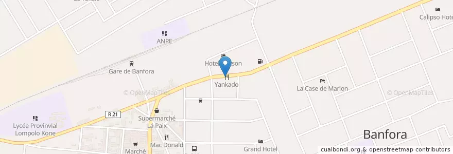 Mapa de ubicacion de Yankado en Буркина-Фасо, Каскады, Комоэ, Банфора.
