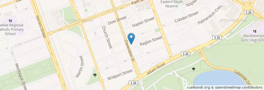 Mapa de ubicacion de Emerald Hotel en Australie, Victoria, City Of Port Phillip.