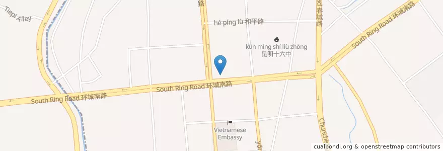 Mapa de ubicacion de Bank of China en 中国, 云南省, 昆明市, 官渡区, 太和街道.