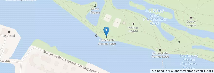 Mapa de ubicacion de Летнее кафе en Russia, Northwestern Federal District, Leningrad Oblast, Saint Petersburg, Petrogradsky District, Округ Чкаловское.