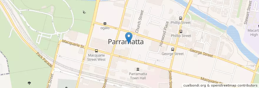 Mapa de ubicacion de La Roue Café en Australia, Nueva Gales Del Sur, Sydney, City Of Parramatta Council.