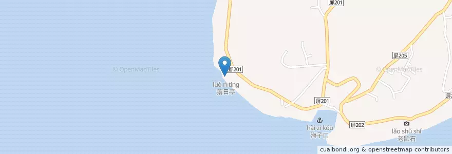 Mapa de ubicacion de 落日亭 en Taiwan.