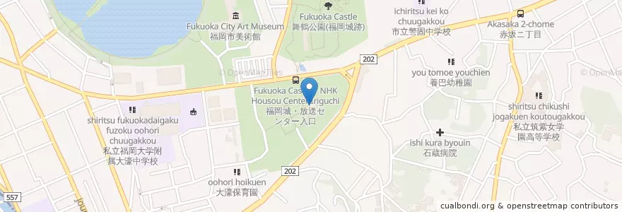 Mapa de ubicacion de 護国神社 (Gokoku-jinja) en ژاپن, 福岡県, 福岡市, 中央区.