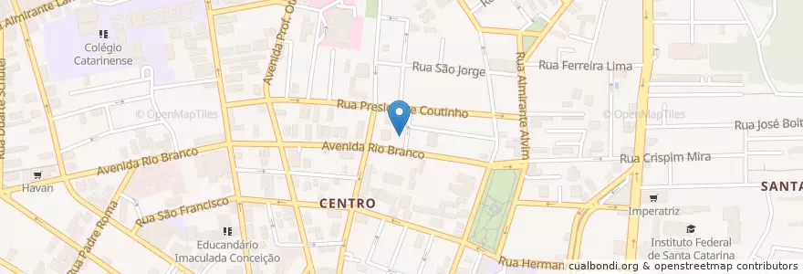 Mapa de ubicacion de Centro Cultural Fabiano Silveira en 브라질, 남부지방, 산타카타리나, Microrregião De Florianópolis, Região Geográfica Intermediária De Florianópolis, 플로리아노폴리스.