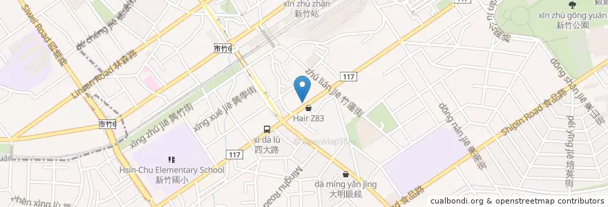 Mapa de ubicacion de 21金小火鍋臭臭鍋 en Taiwan, Taiwan Province, Hsinchu, East District.