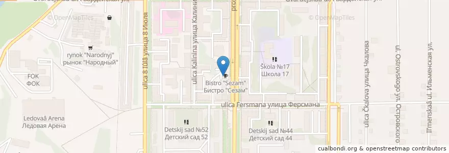 Mapa de ubicacion de Бистро "Сезам" en 러시아, Уральский Федеральный Округ, 첼랴빈스크 주, Миасский Городской Округ.
