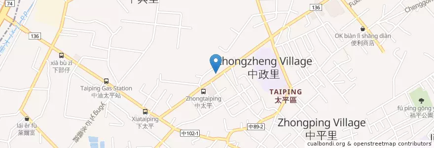 Mapa de ubicacion de 太平澄清醫院 en Тайвань, Тайчжун, 太平區.
