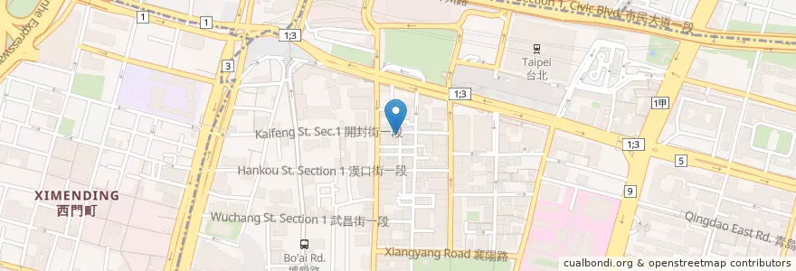Mapa de ubicacion de 丹堤咖啡 en تايوان, تايبيه الجديدة, تايبيه, 中正區.