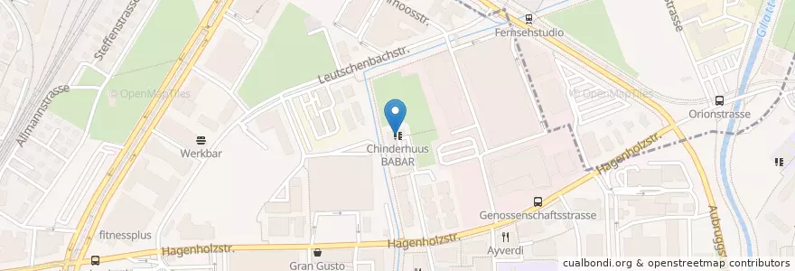 Mapa de ubicacion de Chinderhuus BABAR en Suisse, Zurich, District De Zurich, Zurich.
