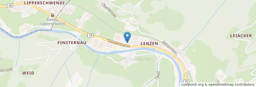 Mapa de ubicacion de Lenzen en Zwitserland, Zürich, Bezirk Hinwil, Fischenthal.