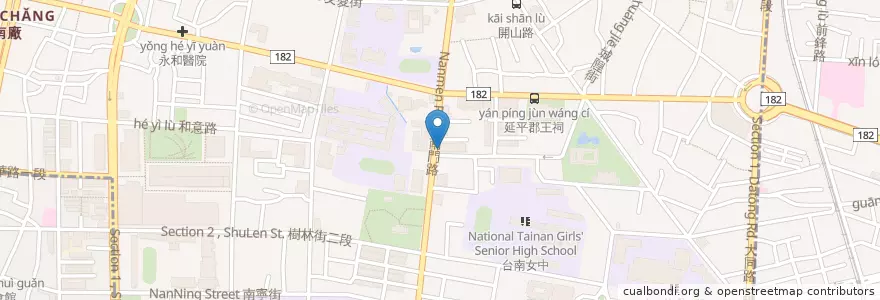 Mapa de ubicacion de 星展銀行 en Тайвань, Тайнань, 中西區.